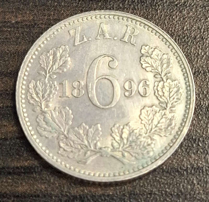 1896 ZAR (Zuid-Afrikaansche Republiek) Sixpence coin