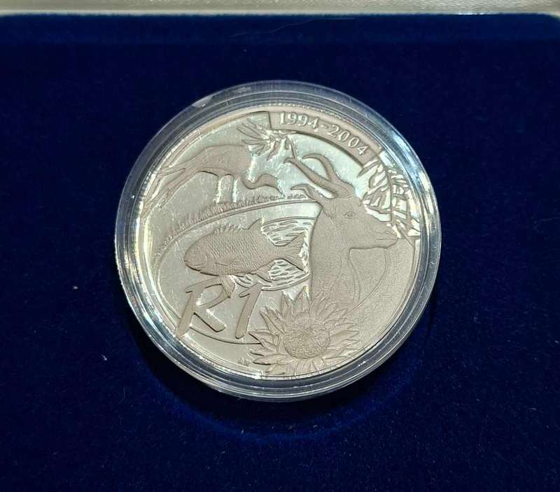 2004 Silver R1 Protea Proof Democracy In Original Sa Mint Box