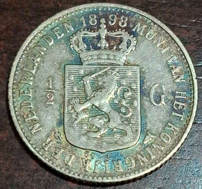 1898 1/2 Gulden coin from the Netherlands