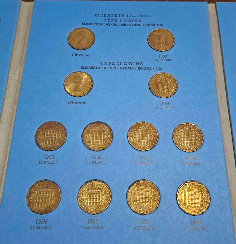 Great britain three-pence brass incomplete collection
