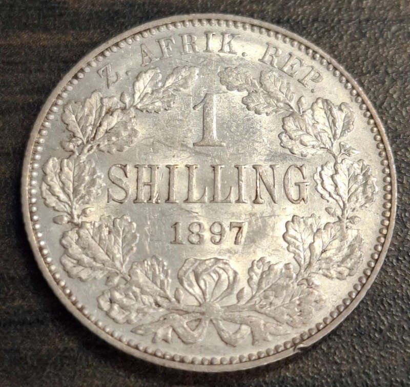 1897 One Shilling coin from the South African Republic (ZAR)