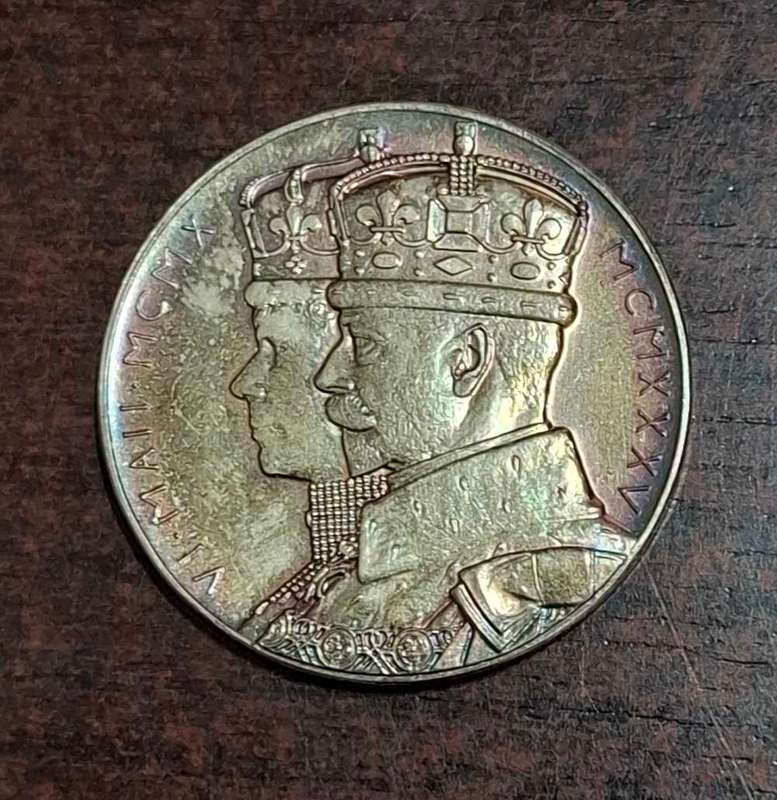1935 GB Silver Medal George V & Mary 25th Jubilee Stet Fortuna Domus Medallion