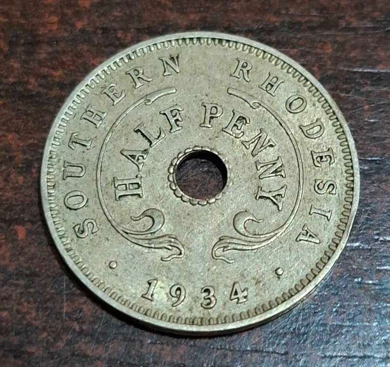 1934 Southern Rhodesia half Penny