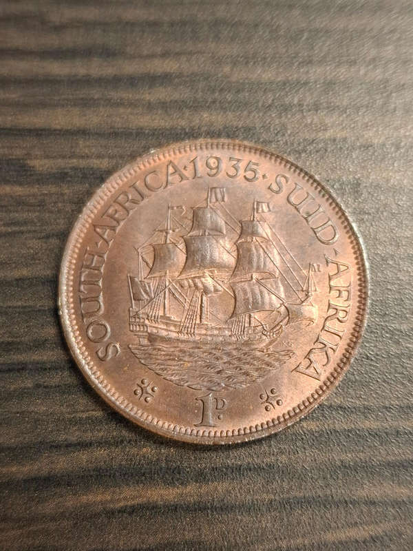 1935 South African 1 Penny coin