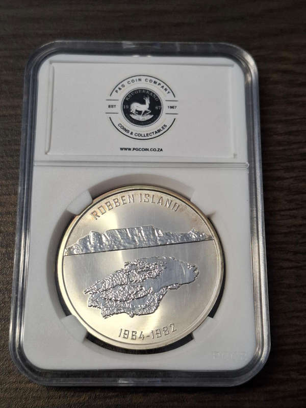Mandela Robben Island" silver medallion