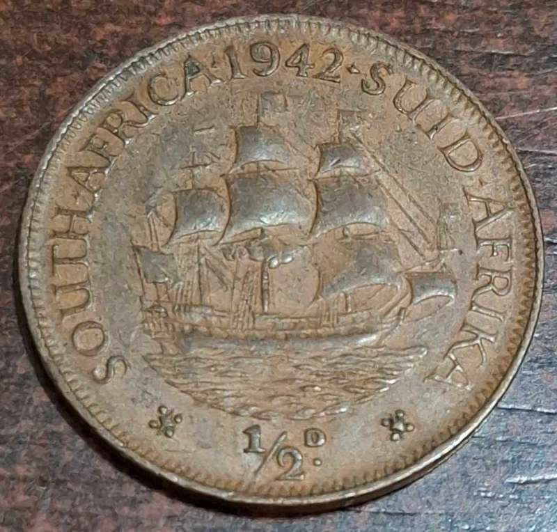 1942 South Africa 1/2 Penny coin