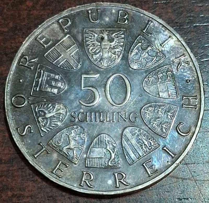 1967 Austrian 50 Schilling coin