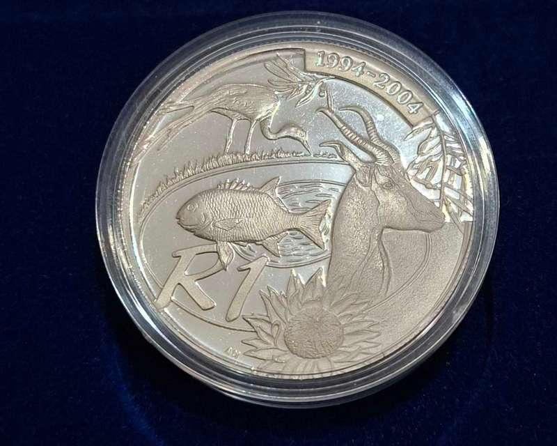 2004 Silver 1R Protea Series Ten Year Anniversary Of ADemocratic SouthAfrica