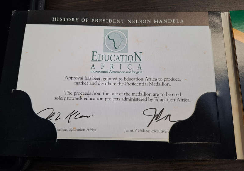 Nelson Mandela Bronze Medallion Inauguration 1994 with Certificates