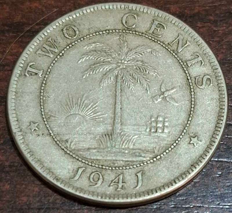 1941 Liberian 2 Cents coin