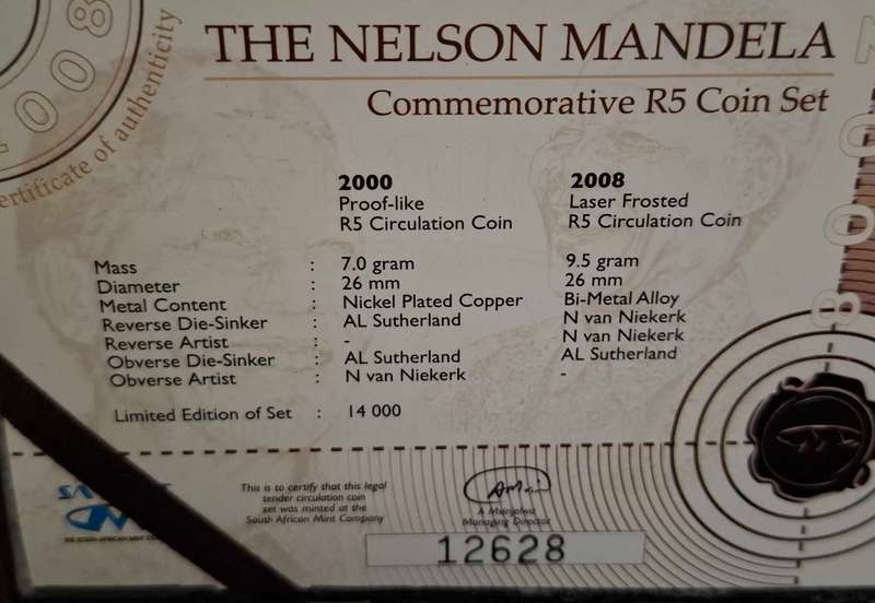 2008 Nelson Mandela Commemorative R5 Coin Set