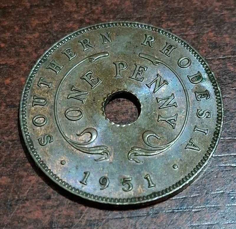 1951 Southern Rhodesia 1 Penny coin