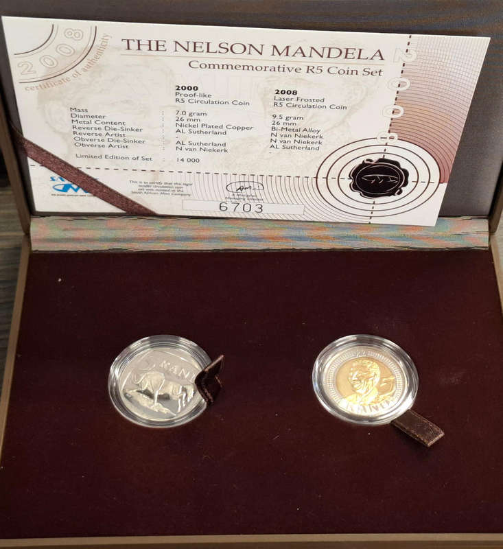 Nelson Mandela Commemorative R5 Coin Set SA Munt