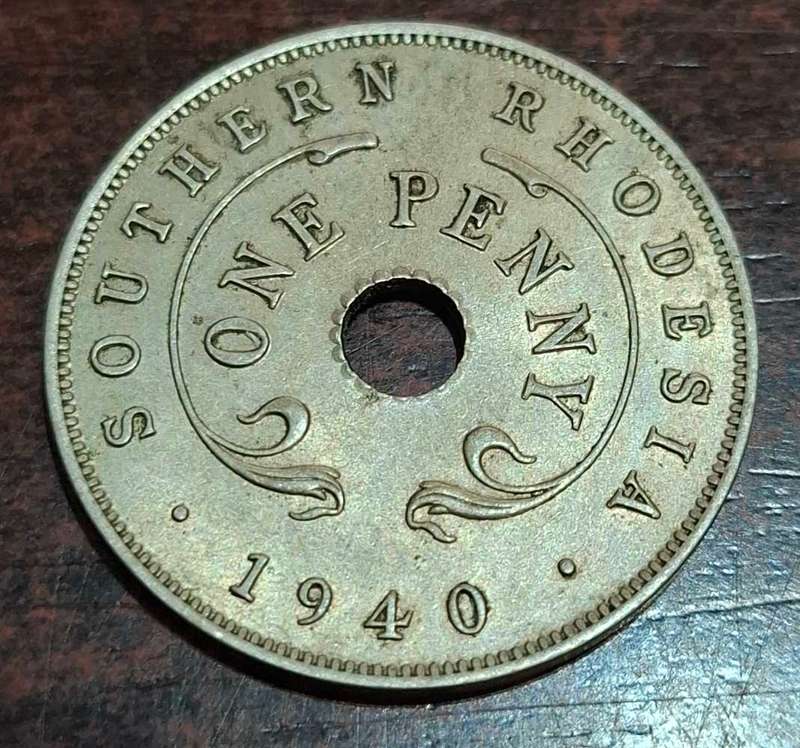 1940 Southern Rhodesia one penny coin.
