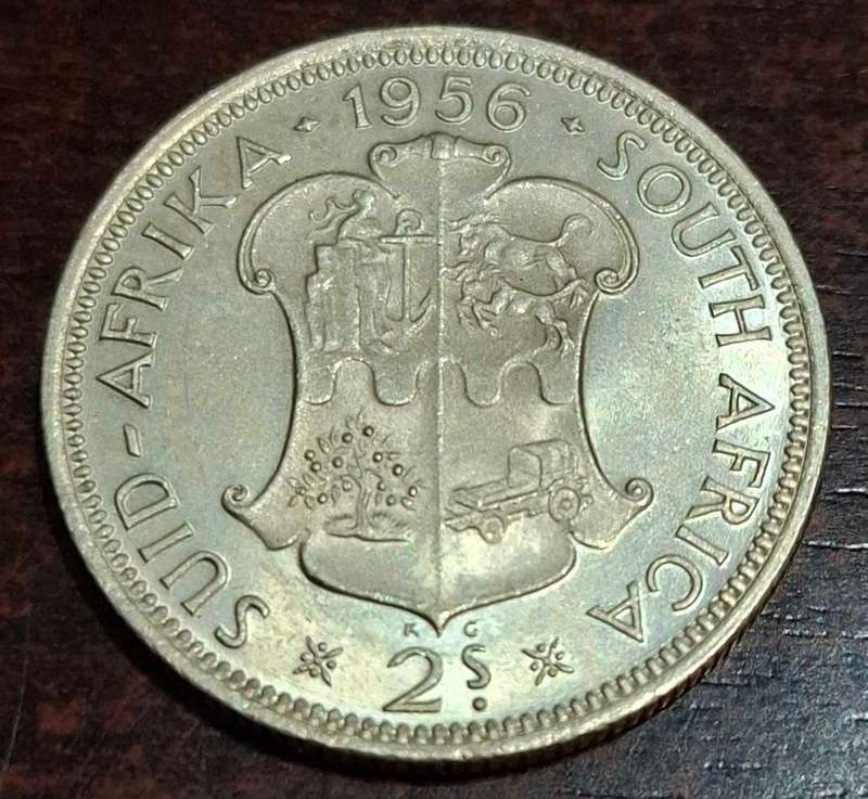 1956 South African two shillings coin