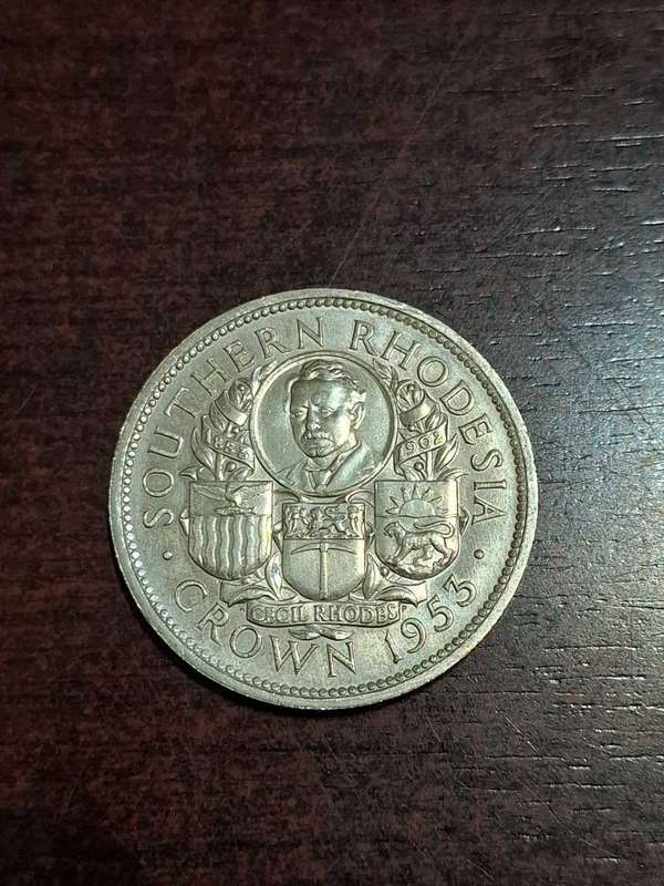 1953 SOUTHERN RHODESIA SILVER ONE CROWN COIN