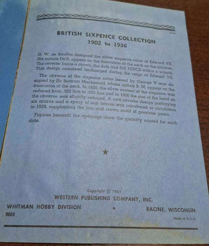 Incomplete Great britain sixpence set