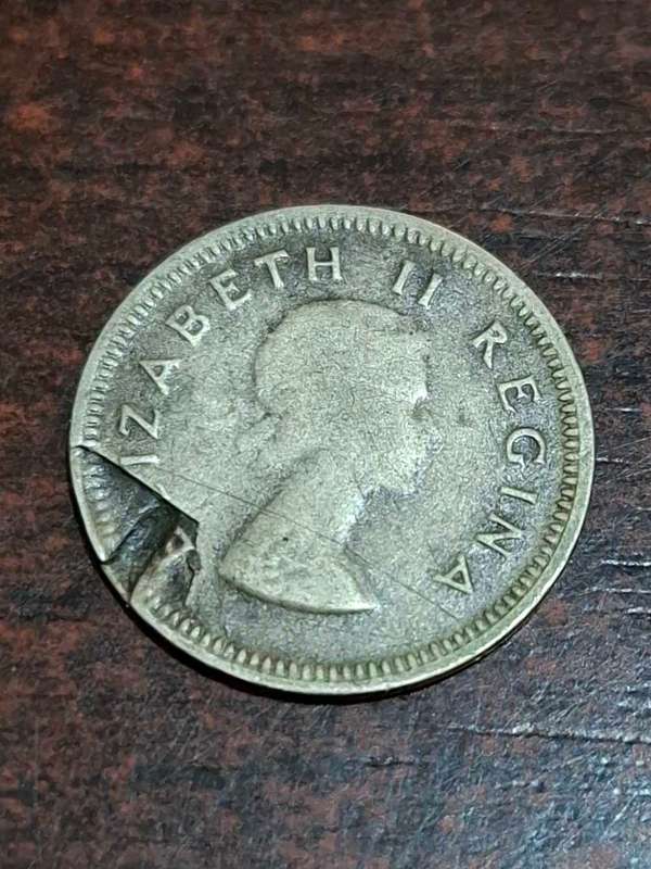 1955 3 Pence (Tickey) Error coin