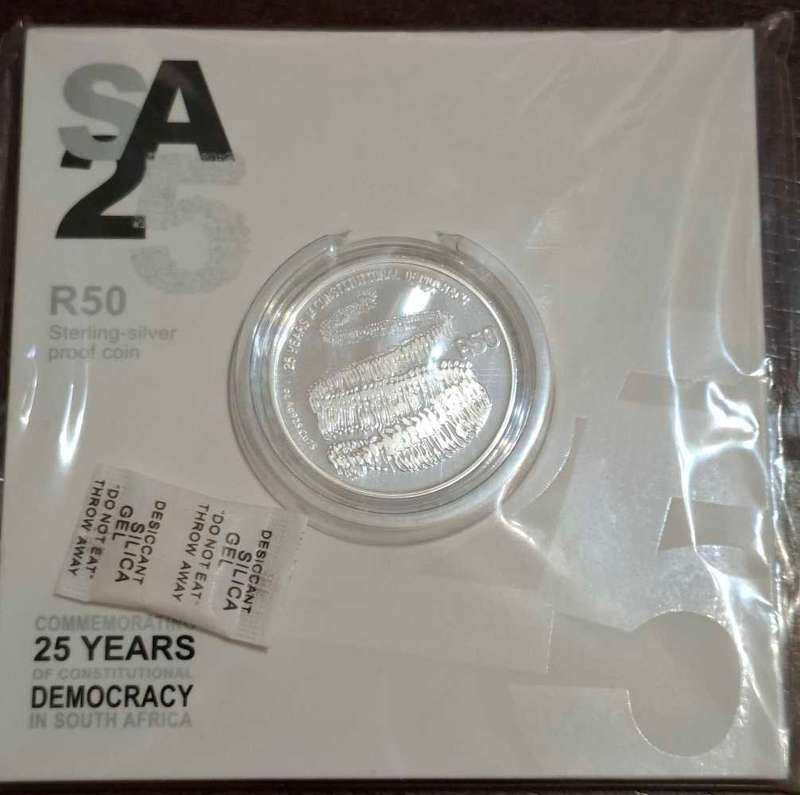 2019 South Africa 1-0z Silver "SA25" 25th Anniversary of Democracy Proof