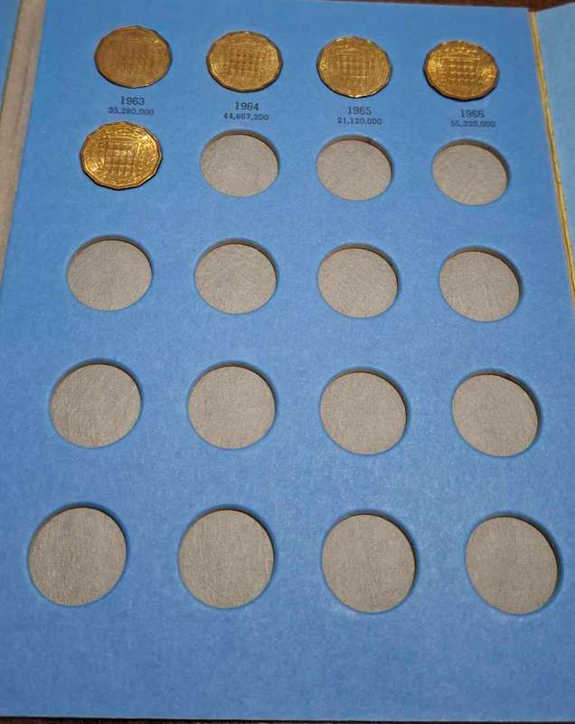 Great britain three-pence brass incomplete collection