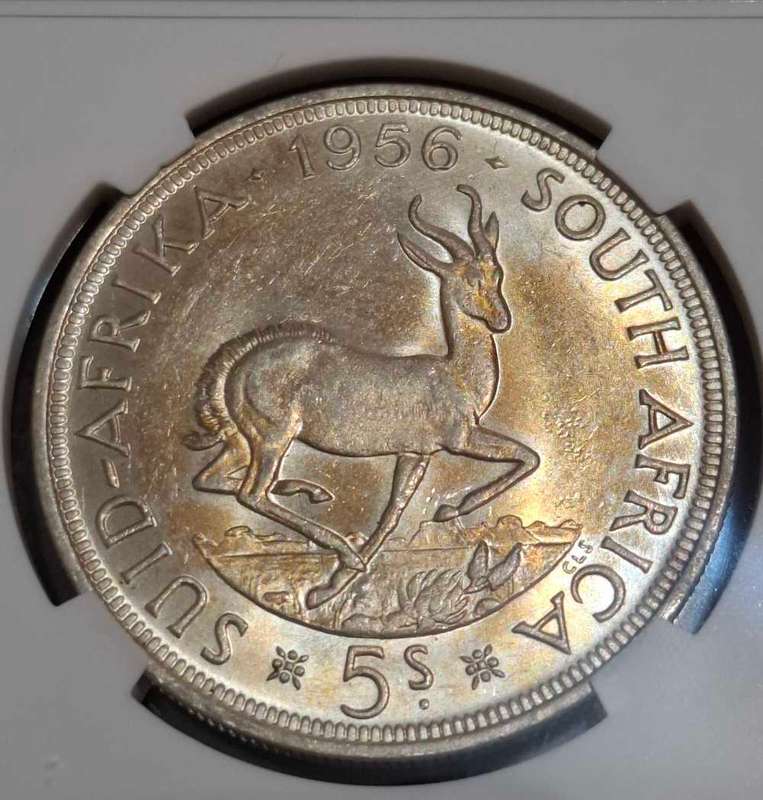 1956 South African 5 Shillings coin