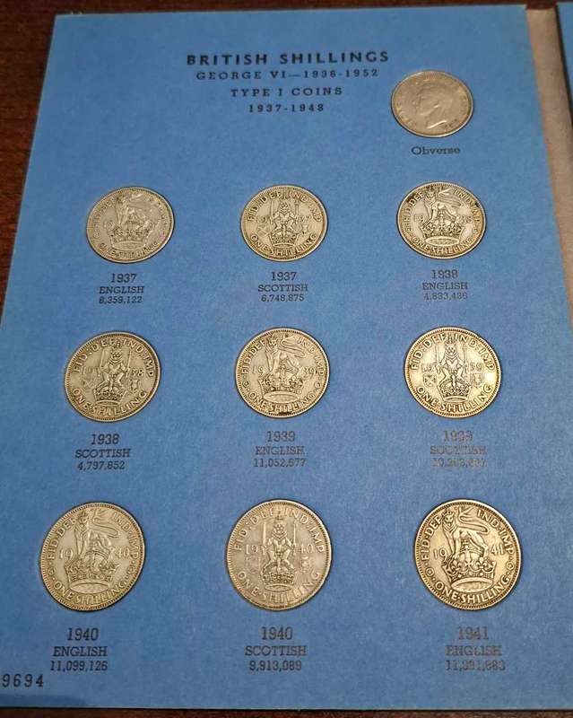 Great Britain Whitman Folder Shilling Collection 1937-1951 complete set