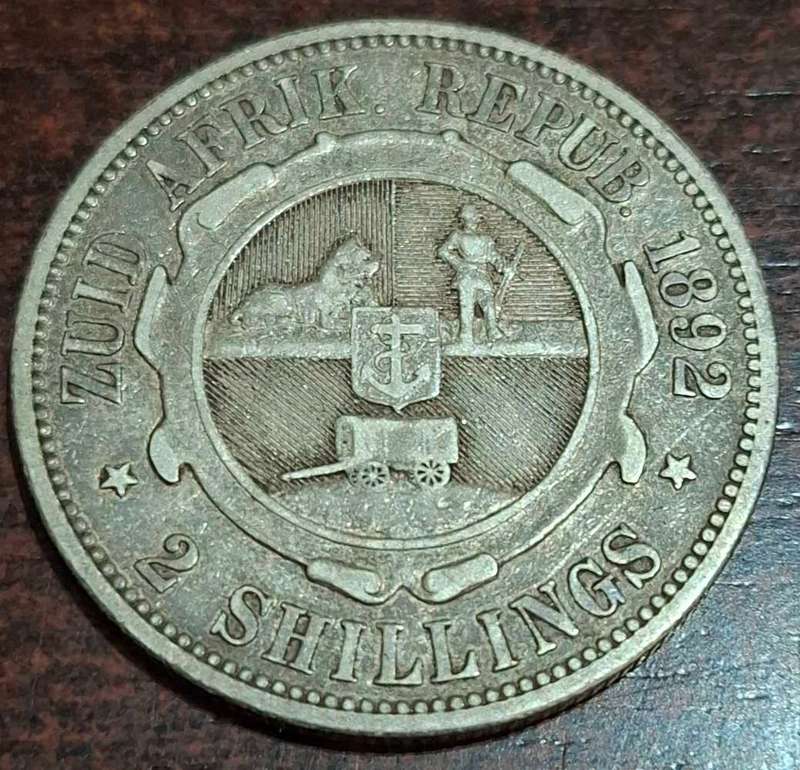 1892 2 Shillings coin from the South African Republic