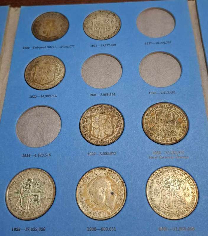 Incomplete Great britain half crown set