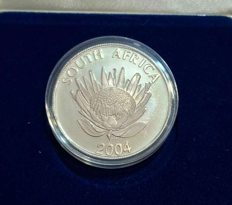 2004 Silver R1 Protea Proof Democracy In Original Sa Mint Box