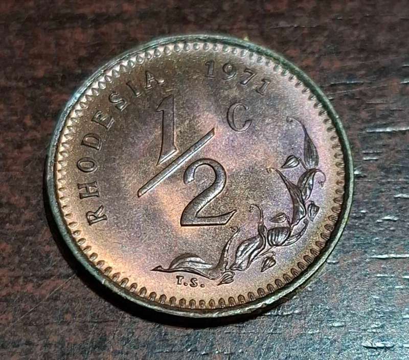 1971 half-cent coin from Rhodesia