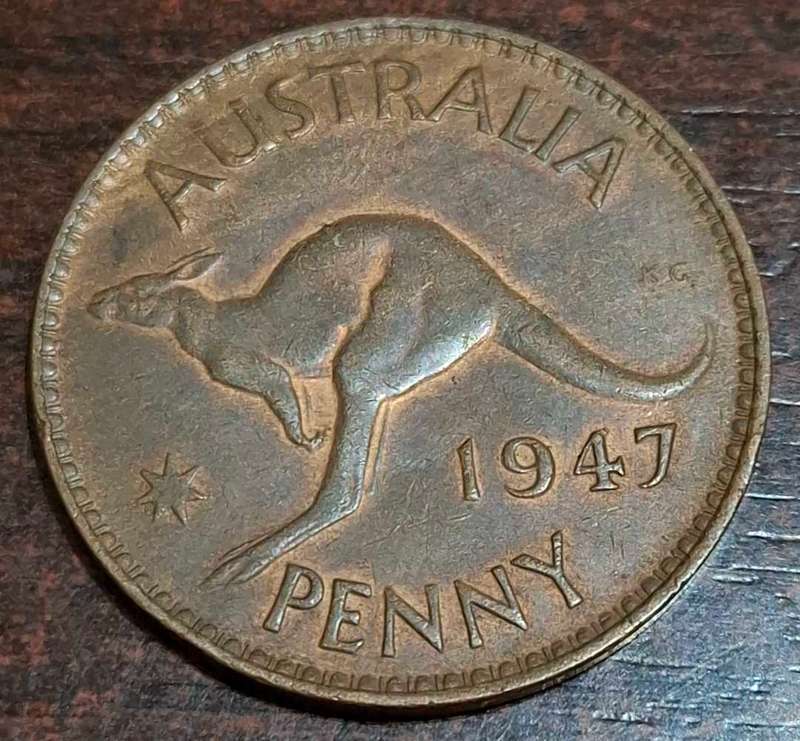 1947 Australian one penny coin