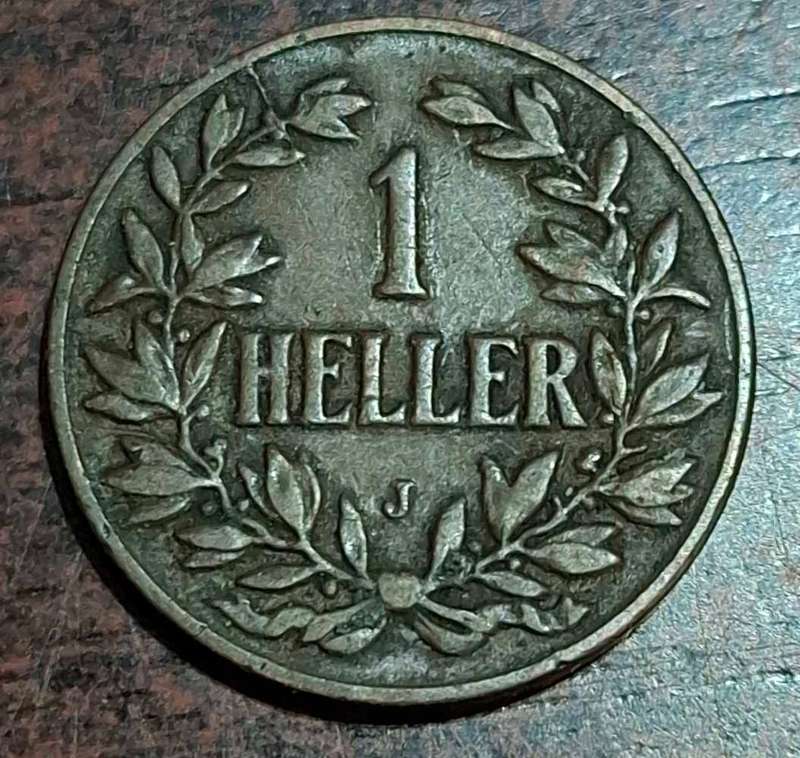 1908 1 Heller coin from German East Africa