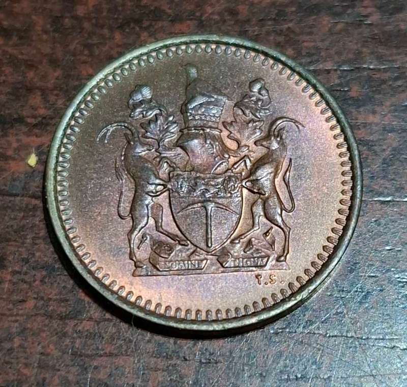 1971 half-cent coin from Rhodesia