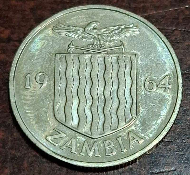1964 Zambian 6 Pence coin
