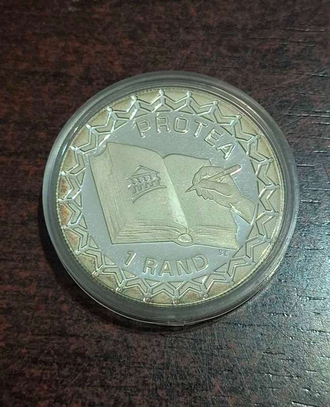 1996 South Africa SILVER 1 RAND Constitution Proof Bible Coin