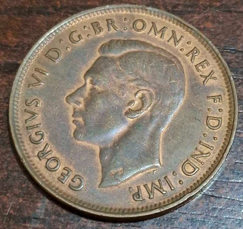 1947 Australian one penny coin