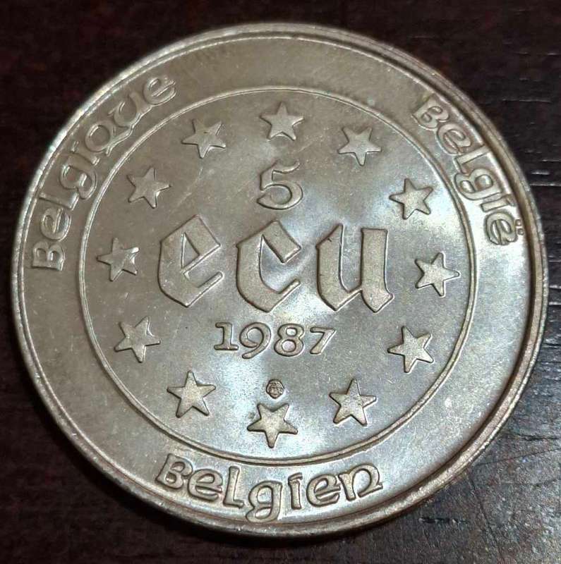 1987 Belgian 5 Ecu coin commemorating the 30th Anniversary of the Treaty of Rome