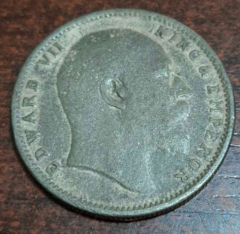 1909 British India one rupee coin