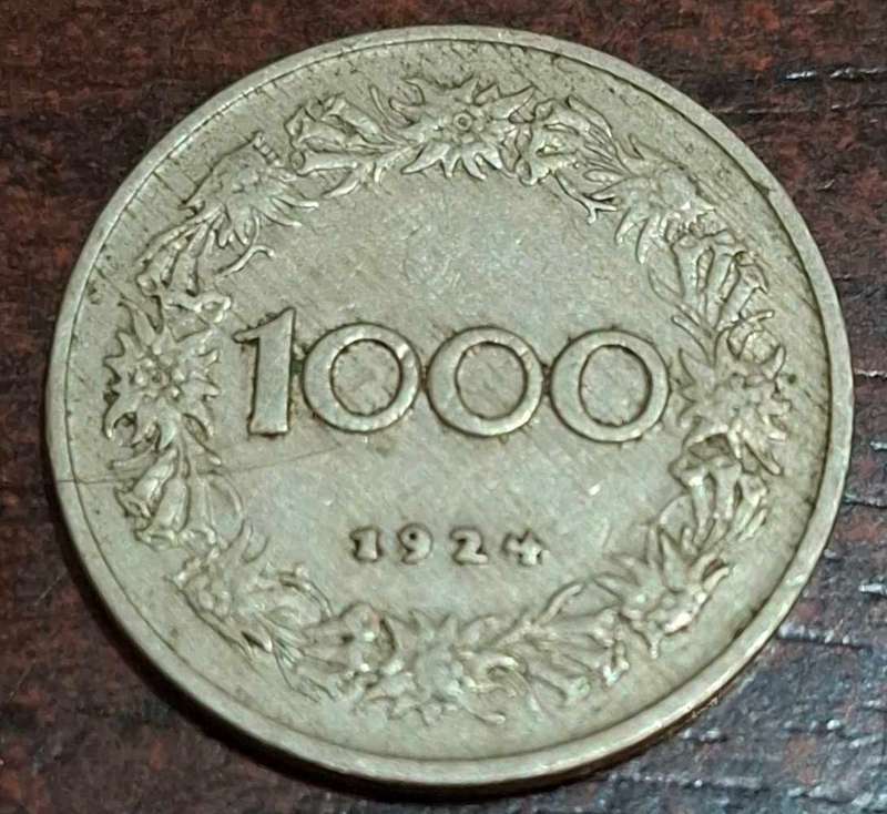 1924 Austrian 1000 Kronen coin