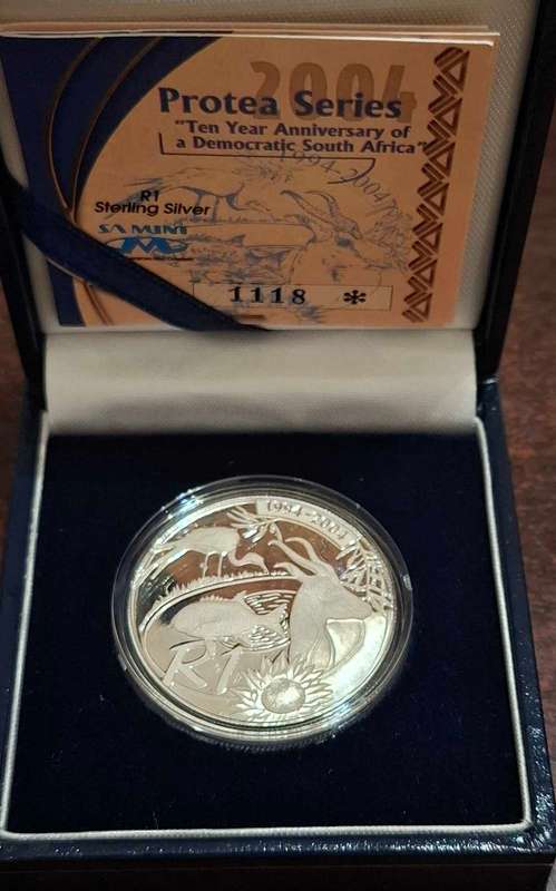 2004 Silver 1R Protea Series Ten Year Anniversary Of A Democratic South Africa