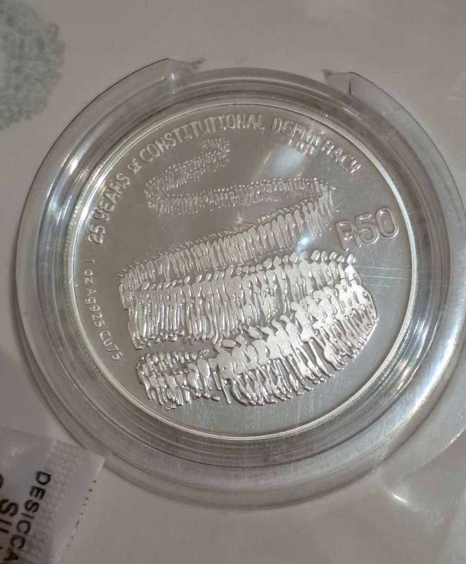 2019 South Africa 1-0z Silver "SA25" 25th Anniversary of Democracy Proof
