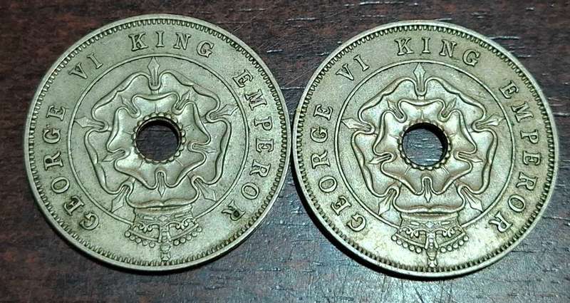 2x 1939 Southern Rhodesia one penny coin.