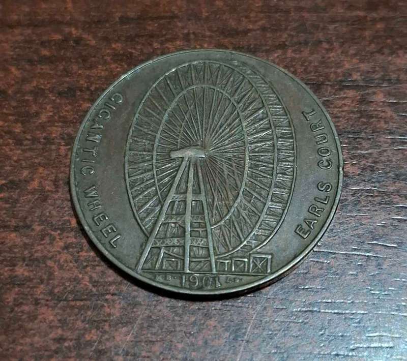 1901 Giant Wheel Of Earls Court London Token Coin