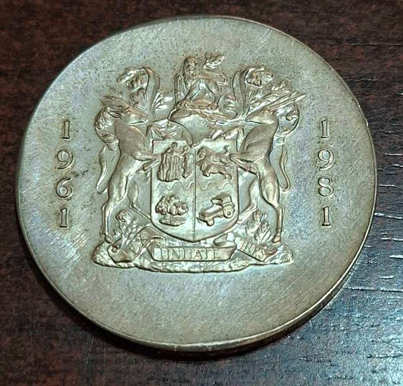 1981 silver medallion commemorating the 20th Anniversary of the Republic of South Africa