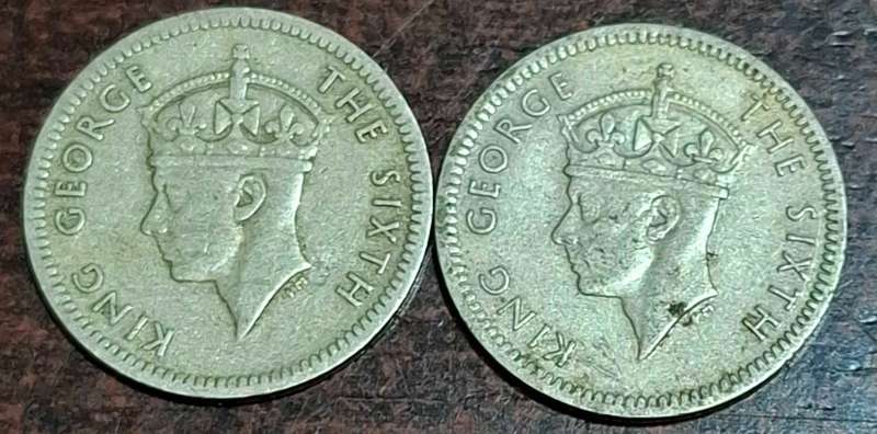 1951 and 1952 3 Pence coins from Southern Rhodesia
