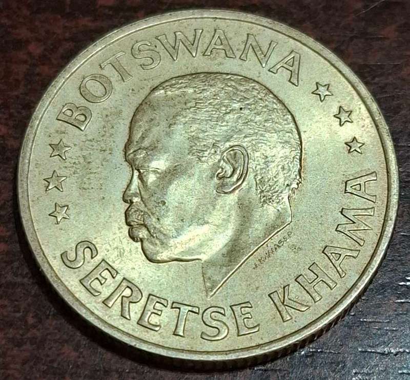 1966 50 Cents coin from Botswana commemorating the country's independence