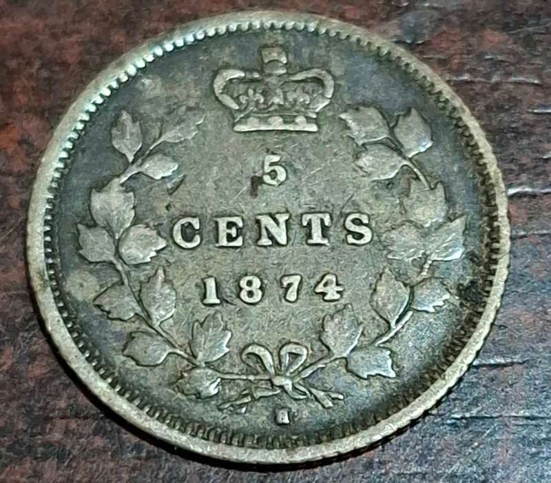 1874 Canadian 5-cent coin