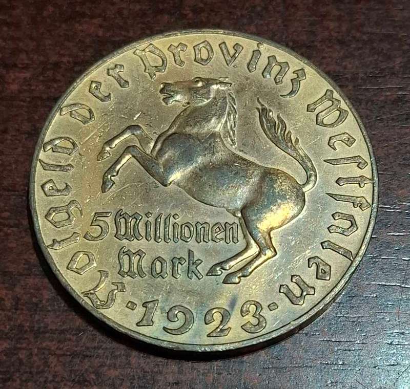 1923 GERMANY Weimar WESTPHALIA 5 Million Marks NOTGELD