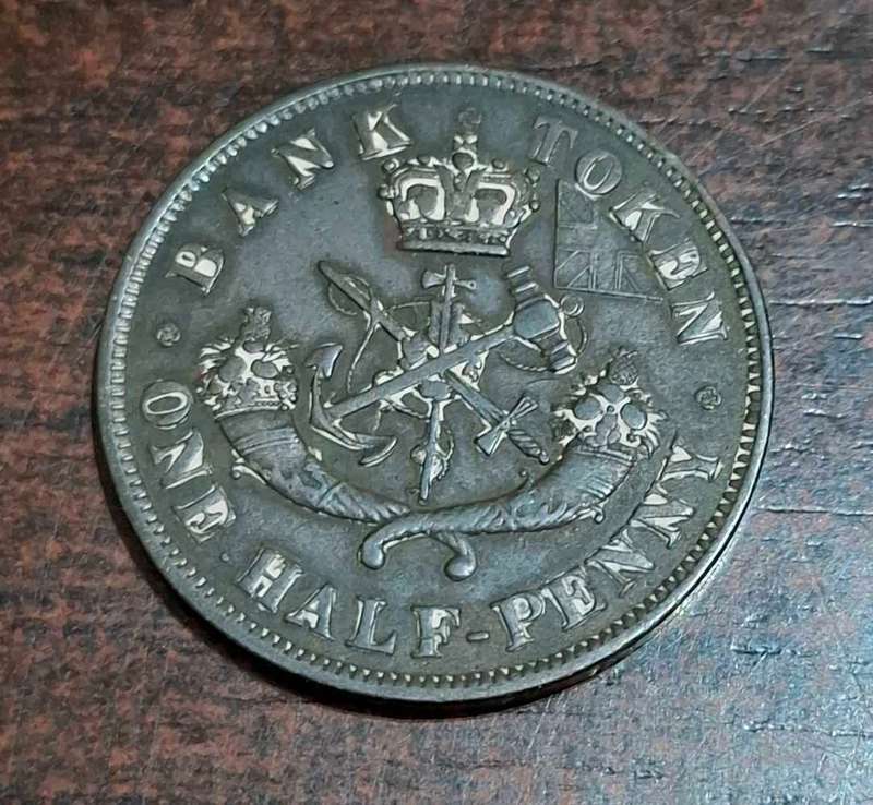 1854 Upper Canada Bank Penny Token St George Dragon Breton
