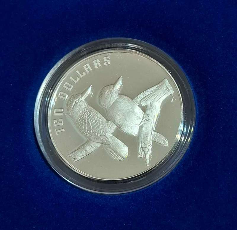 1989 Australia $10 Sterling Silver Birds Of Australia Kookaburra